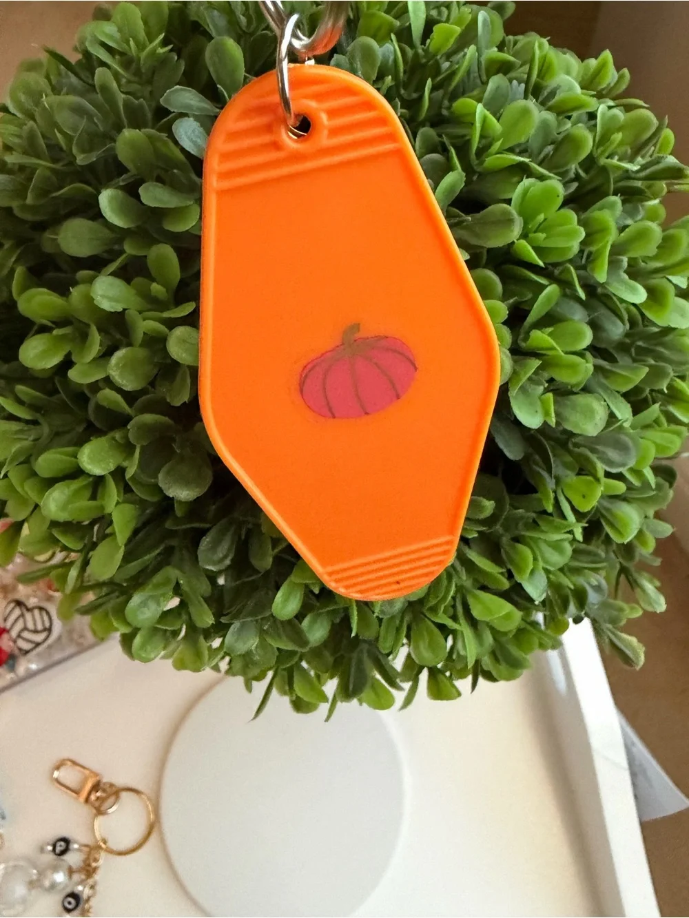Orange Beaded Key & Card Holder Charm - Women Accessories